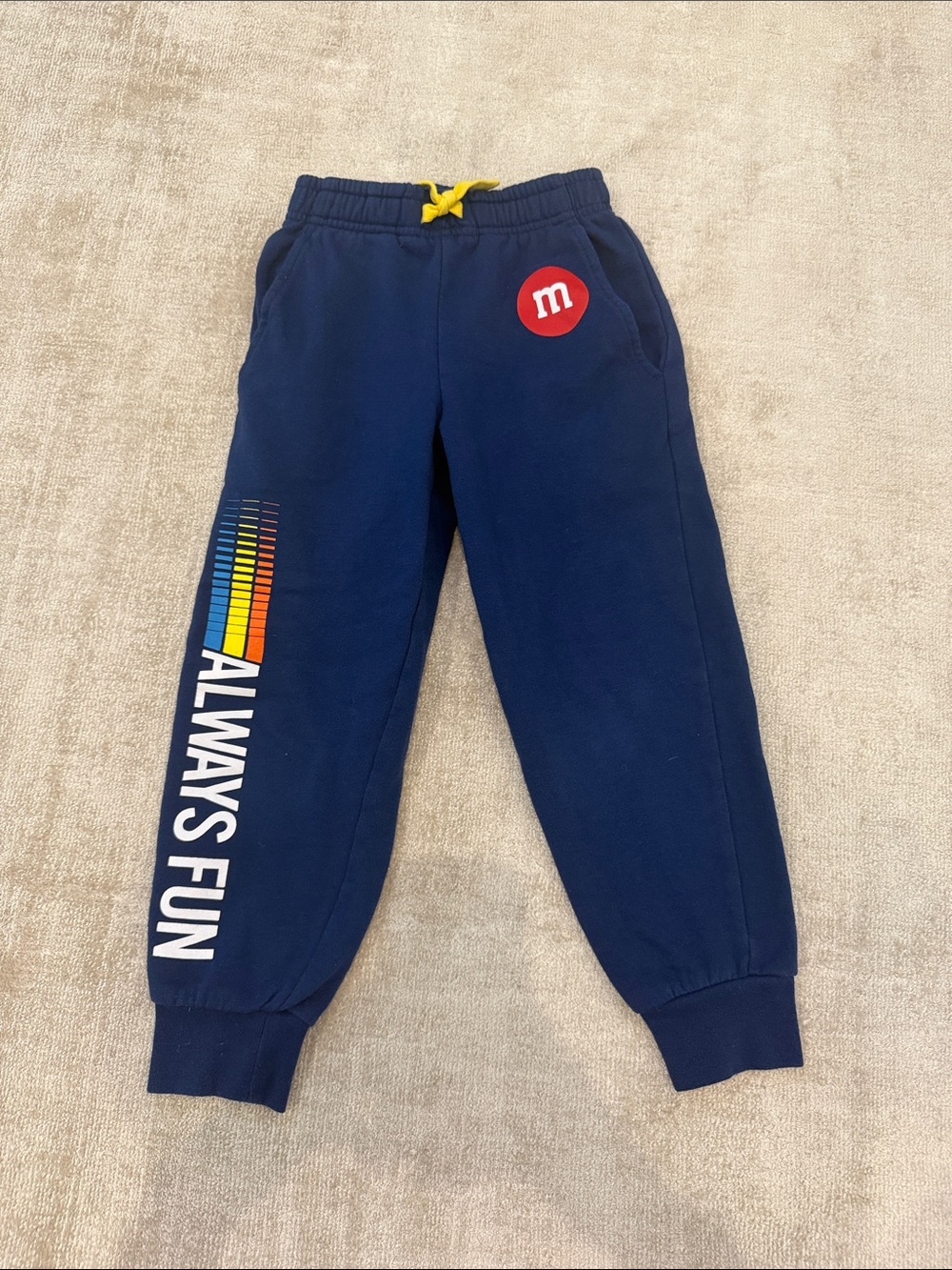 M&M'S Navy Sweatpants with Yellow Drawstring & Colorful Side Graphic